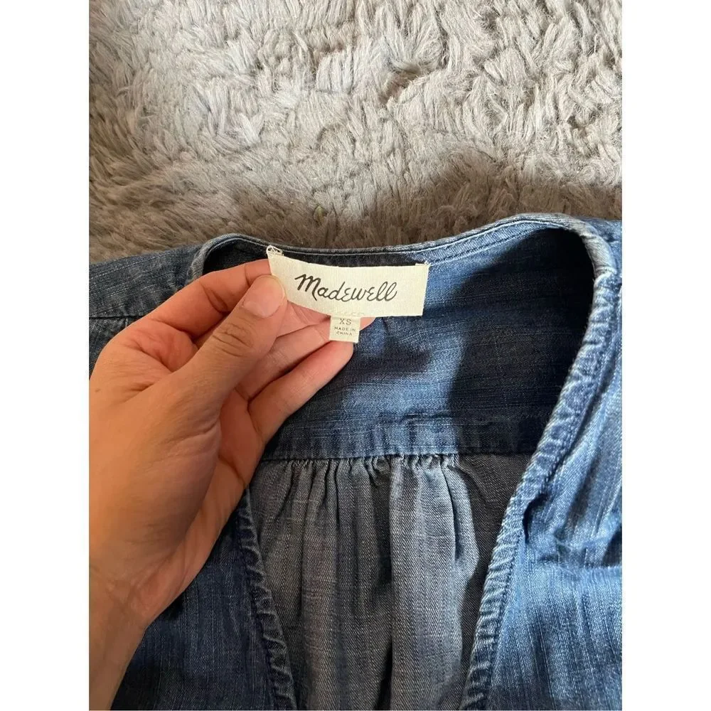 Madewell chambray wrap front‎ blouse size xs